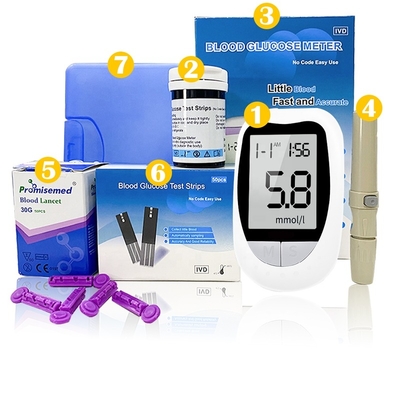 Medical Blood Sugar Meter mg/dl Blood Glucose Meter Glucometer Kit Diabetes 50 Test Strips+50 Plastic Needles Lancets Medical Code Free