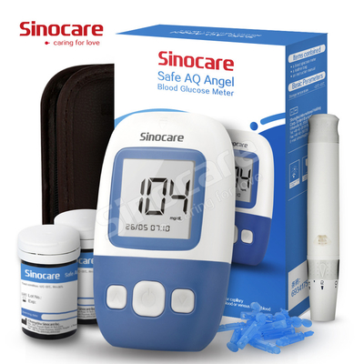 Sinocare Plastic Safe AQ Angel Blood Glucose Meter With 50 Pcs Test Strips Scalpels